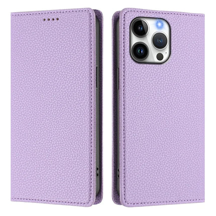 For iPhone 16 Pro Max Wallet Case RFID Blocking Litchi Texture Leather Mobile Cover
