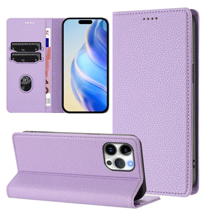 For iPhone 16 Pro Max Wallet Case RFID Blocking Litchi Texture Leather Mobile Cover