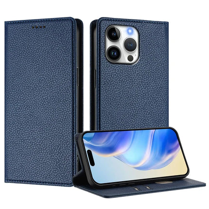 For iPhone 16 Pro Max Wallet Case RFID Blocking Litchi Texture Leather Mobile Cover