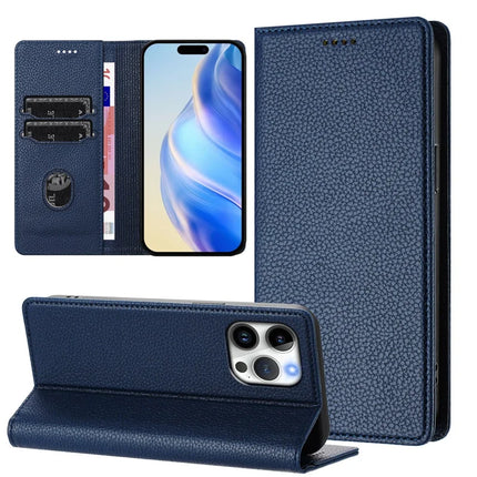 For iPhone 16 Pro Max Wallet Case RFID Blocking Litchi Texture Leather Mobile Cover