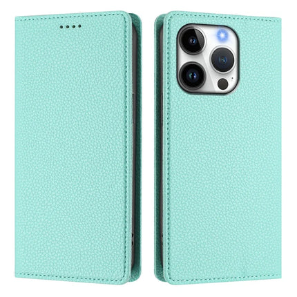 For iPhone 16 Pro Wallet Case RFID Blocking Litchi Texture Leather Mobile Cover