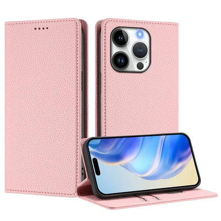 For iPhone 16 Pro Wallet Case RFID Blocking Litchi Texture Leather Mobile Cover