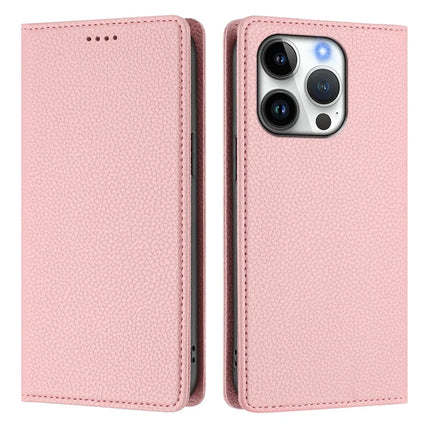 For iPhone 16 Pro Wallet Case RFID Blocking Litchi Texture Leather Mobile Cover