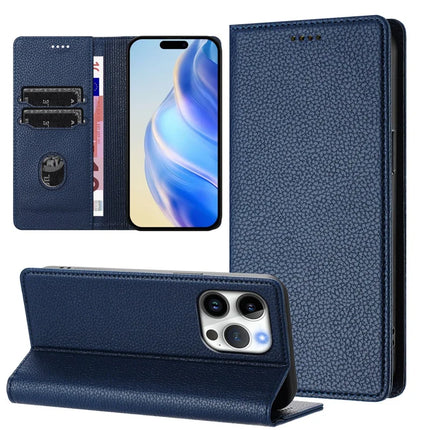 For iPhone 16 Pro Wallet Case RFID Blocking Litchi Texture Leather Mobile Cover