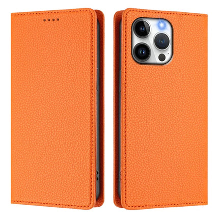 For iPhone 15 Pro Max Wallet Case RFID Blocking Litchi Texture Leather Mobile Cover