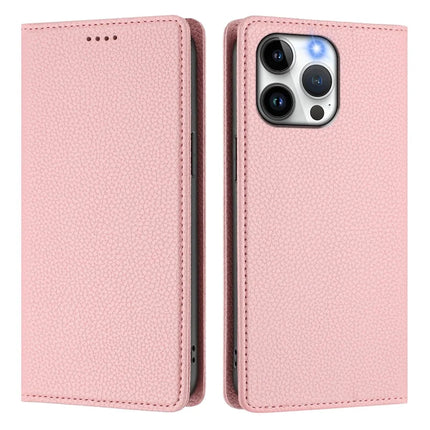 For iPhone 15 Pro Max Wallet Case RFID Blocking Litchi Texture Leather Mobile Cover