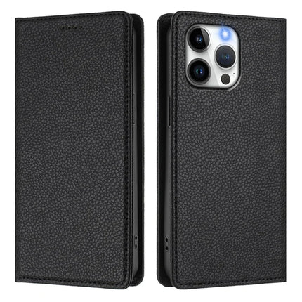 For iPhone 15 Pro Max Wallet Case RFID Blocking Litchi Texture Leather Mobile Cover
