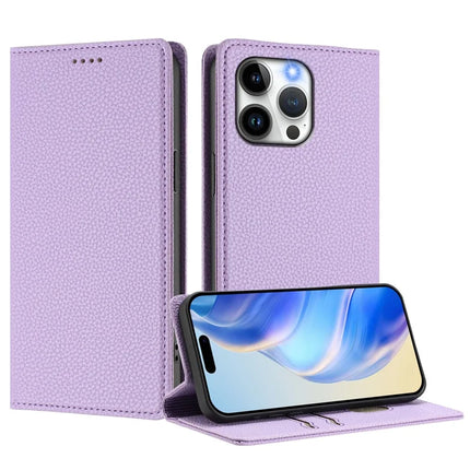 For iPhone 15 Pro Max Wallet Case RFID Blocking Litchi Texture Leather Mobile Cover