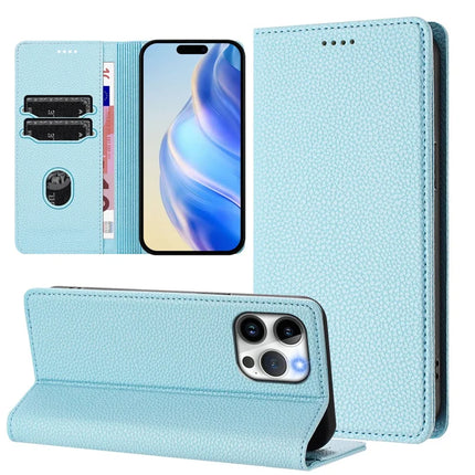 For iPhone 15 Pro Max Wallet Case RFID Blocking Litchi Texture Leather Mobile Cover