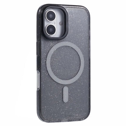 KIGC For iPhone 16 Case Compatible with MagSafe Epoxy Design Kickstand TPU+PC Phone Back Cover - Black