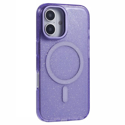 KIGC For iPhone 16 Case Compatible with MagSafe Epoxy Design Kickstand TPU+PC Phone Back Cover - Purple