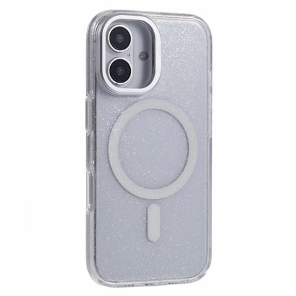KIGC For iPhone 16 Case Compatible with MagSafe Epoxy Design Kickstand TPU+PC Phone Back Cover - White