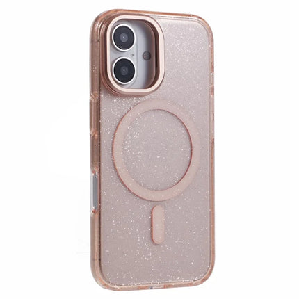 KIGC For iPhone 16 Case Compatible with MagSafe Epoxy Design Kickstand TPU+PC Phone Back Cover - Titanium Gold