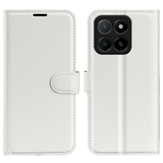 For Honor X5b Case Litchi Texture Shockproof Leather Wallet Phone Cover - White