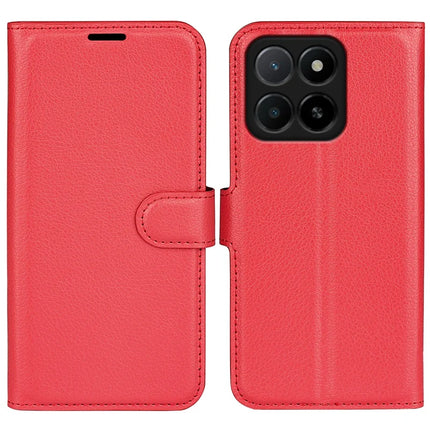 For Honor X5b Case Litchi Texture Shockproof Leather Wallet Phone Cover - Red
