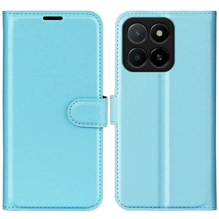 For Honor X5b Case Litchi Texture Shockproof Leather Wallet Phone Cover - Blue