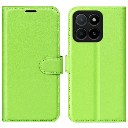For Honor X5b Case Litchi Texture Shockproof Leather Wallet Phone Cover - Green