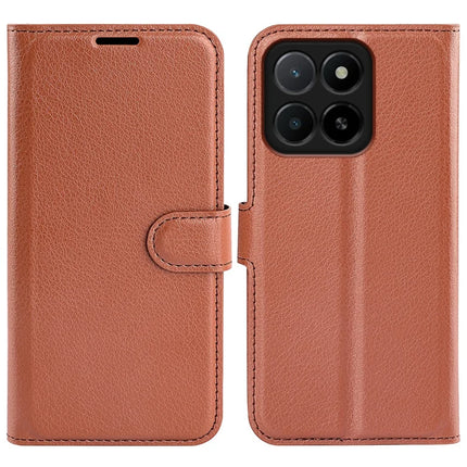 For Honor X5b Case Litchi Texture Shockproof Leather Wallet Phone Cover - Brown