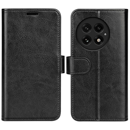 For OnePlus 13 Wallet Case Crazy Horse Texture Stand Leather Phone Cover - Black