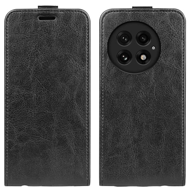 For OnePlus 13 Case with Card Slots Vertical Flip Leather Phone Cover - Black