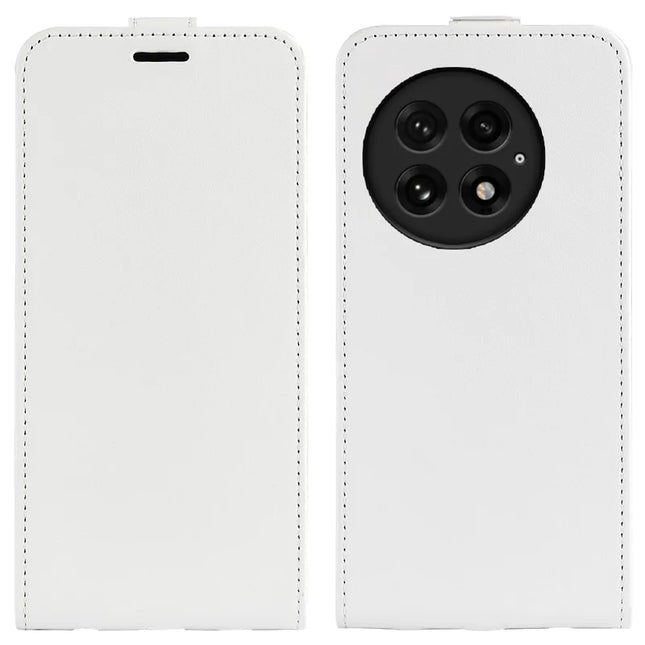 For OnePlus 13 Case with Card Slots Vertical Flip Leather Phone Cover - White