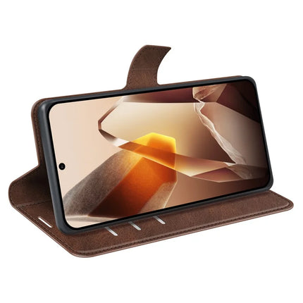 For OnePlus 13 Stand Case Anti-Scratch Calf Texture Leather Phone Cover