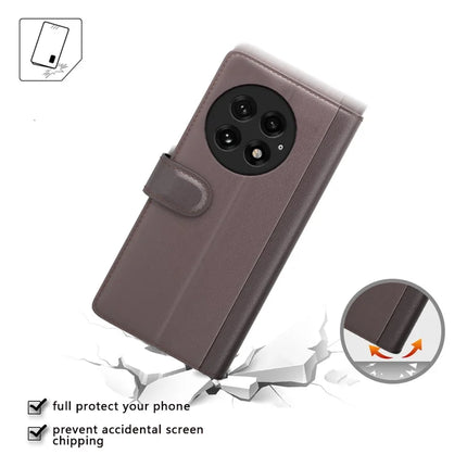 For OnePlus 13 Case Genuine Split Leather Phone Cover Wallet Card Slot