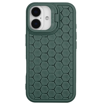 For iPhone 16 Case Kickstand Heat Dissipation TPU Phone Cover - Army Green