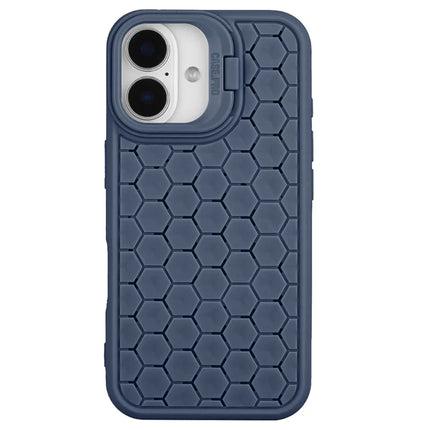 For iPhone 16 Case Kickstand Heat Dissipation TPU Phone Cover - Dark Blue
