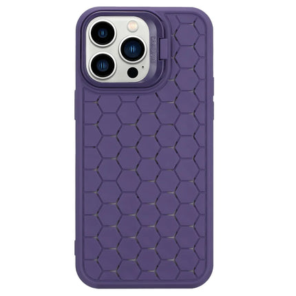 For iPhone 16 Pro Case Kickstand Heat Dissipation TPU Phone Cover - Purple