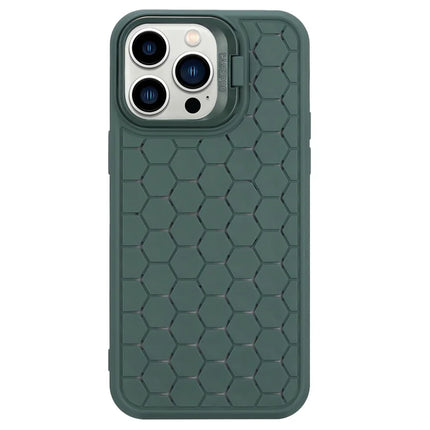 For iPhone 16 Pro Case Kickstand Heat Dissipation TPU Phone Cover - Army Green
