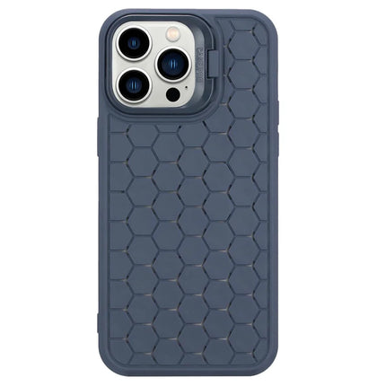 For iPhone 16 Pro Case Kickstand Heat Dissipation TPU Phone Cover - Dark Blue