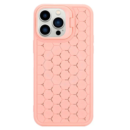 For iPhone 16 Pro Case Kickstand Heat Dissipation TPU Phone Cover - Pink