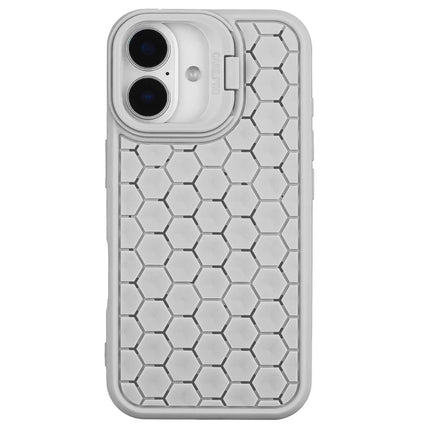 For iPhone 16 Plus Case Kickstand Heat Dissipation TPU Phone Cover - Grey