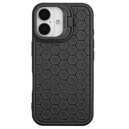 For iPhone 16 Plus Case Kickstand Heat Dissipation TPU Phone Cover - Black
