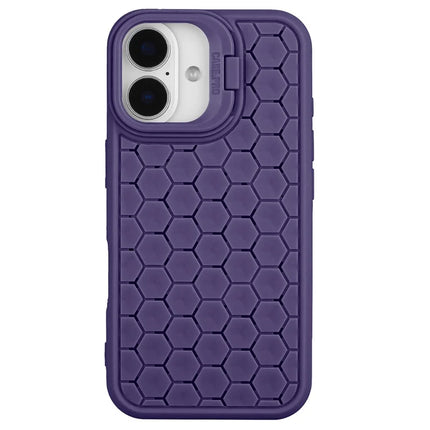 For iPhone 16 Plus Case Kickstand Heat Dissipation TPU Phone Cover - Purple