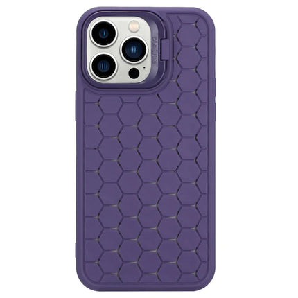 For iPhone 16 Pro Max Case Kickstand Heat Dissipation TPU Phone Cover - Purple