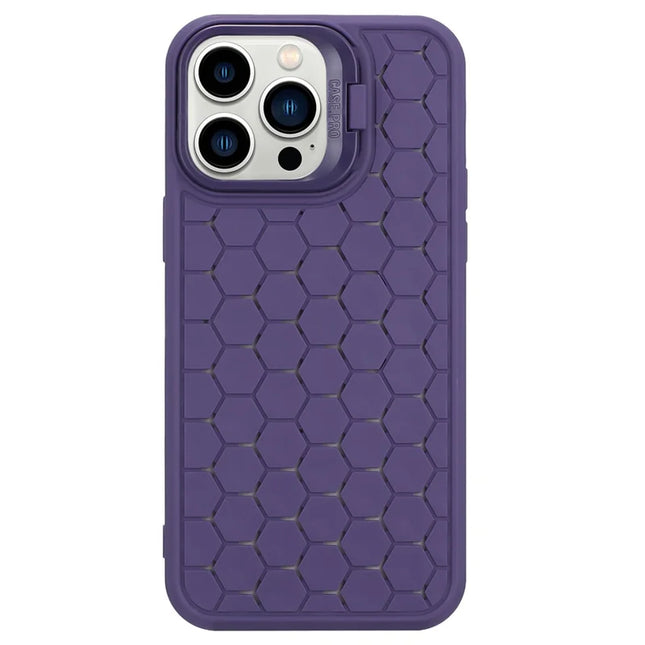 For iPhone 16 Pro Max Case Kickstand Heat Dissipation TPU Phone Cover - Purple