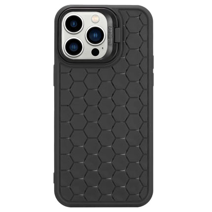 For iPhone 16 Pro Max Case Kickstand Heat Dissipation TPU Phone Cover - Black