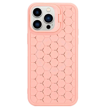 For iPhone 16 Pro Max Case Kickstand Heat Dissipation TPU Phone Cover - Pink