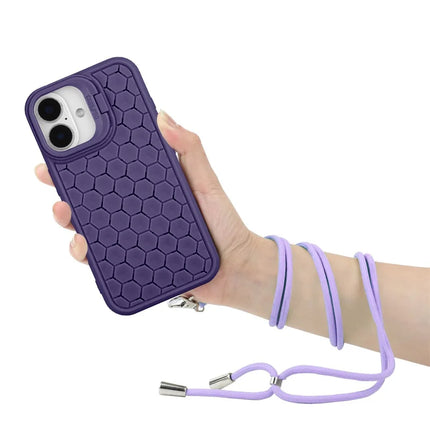 For iPhone 16 Plus TPU Case Kickstand Heat Dissipation Phone Cover with Lanyard