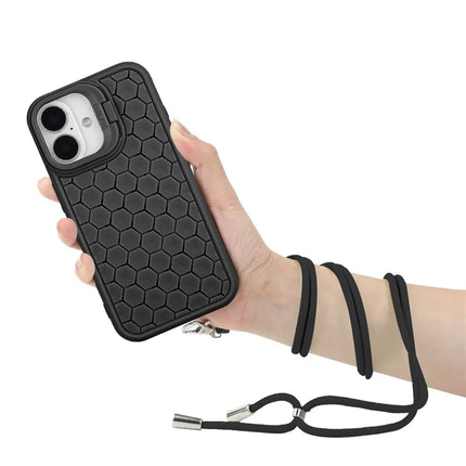 For iPhone 16 Plus TPU Case Kickstand Heat Dissipation Phone Cover with Lanyard