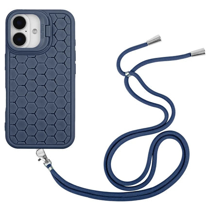 For iPhone 16 Plus TPU Case Kickstand Heat Dissipation Phone Cover with Lanyard