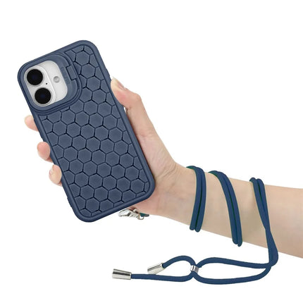 For iPhone 16 Plus TPU Case Kickstand Heat Dissipation Phone Cover with Lanyard
