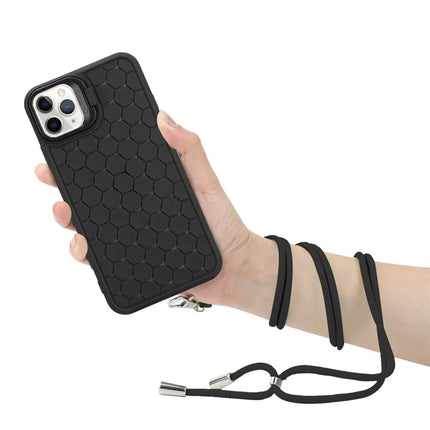 For iPhone 16 Pro Max TPU Case Kickstand Heat Dissipation Phone Cover with Lanyard