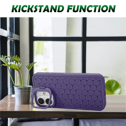 For iPhone 16 Case Compatible with MagSafe Kickstand Heat Dissipation TPU Phone Cover