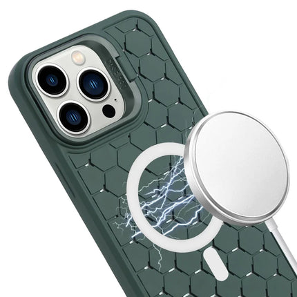 For iPhone 16 Pro Max Case Compatible with MagSafe Kickstand Heat Dissipation TPU Phone Cover