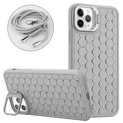 For iPhone 16 Pro Case Compatible with MagSafe Kickstand Heat Dissipation TPU Phone Cover with Lanyard - Grey