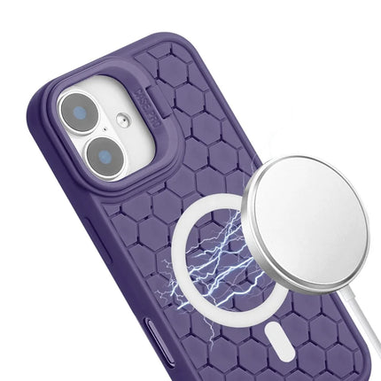 For iPhone 16 Plus Case Compatible with MagSafe Kickstand Heat Dissipation TPU Phone Cover with Lanyard