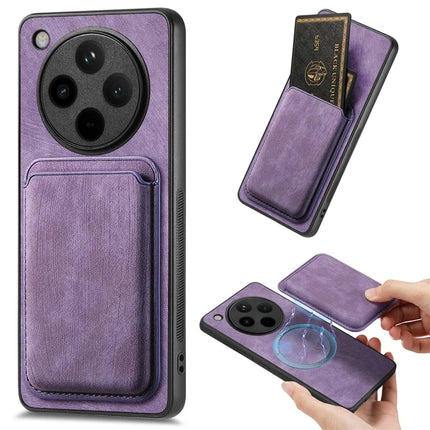 For Oppo Find X8 Pro 5G Case Retro Leather+TPU Phone Cover with Detachable Card Slot - Purple